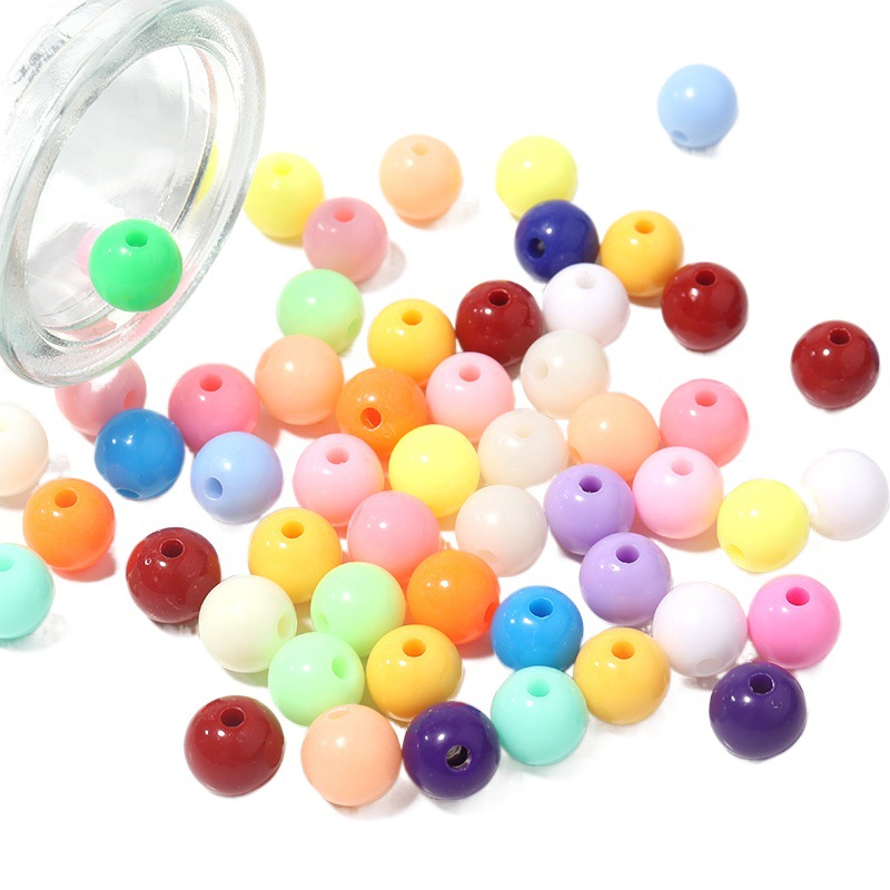 Cuentas redondas acrílicas de color sólido para Navidad, cuentas redondas de color sólido para joyería hecha a mano, accesorios de bricolaje, cuentas redondas de color sólido, cuentas sueltas.