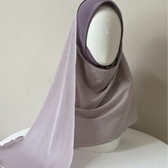 Modal Hijab 新款水晶麻拼接银丝网方便头套饶巾简单款包头头巾纱