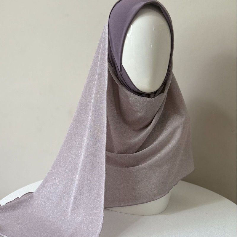 Modal Hijab 新款水晶麻拼接银丝网方便头套饶巾简单款包头头巾纱|undefined