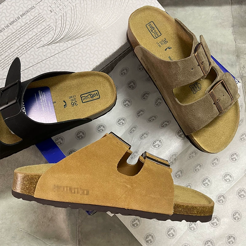 Обувь Birkenstock, модные ретро-тапочки из натуральной кожи с матовым покрытием, популярные тапочки на плоской подошве, повседневная мужская и женская одежда BK в одном стиле, верхняя одежда с открытым носком