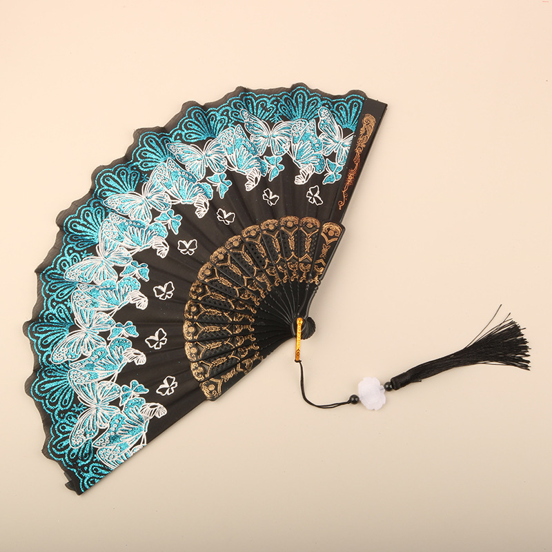 Abanico Plegable de Encaje de Plástico, Estampado, para Danza image 25