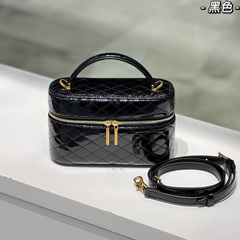 小香风 菱格时尚 真皮女包 手提斜挎 可调节 牛漆皮 单肩背包手拎