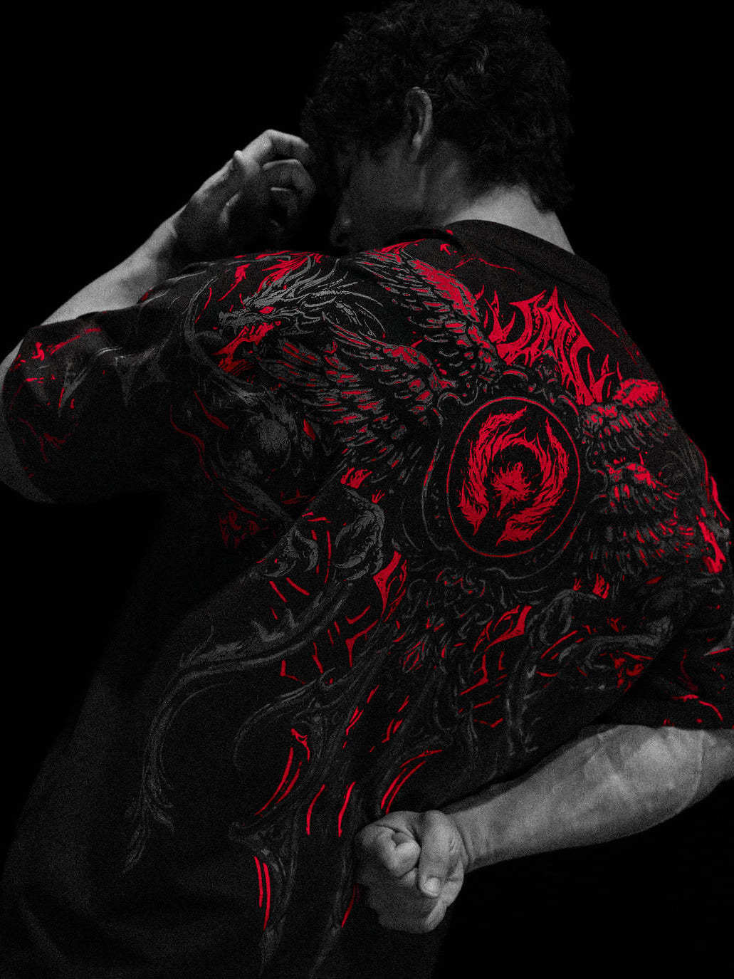 Breathedivinity's New Dark Gothic Dragon Style Loose-fit Plus-size Pure Cotton Men's Short-sleeve T-shirt 008_viptrois.com