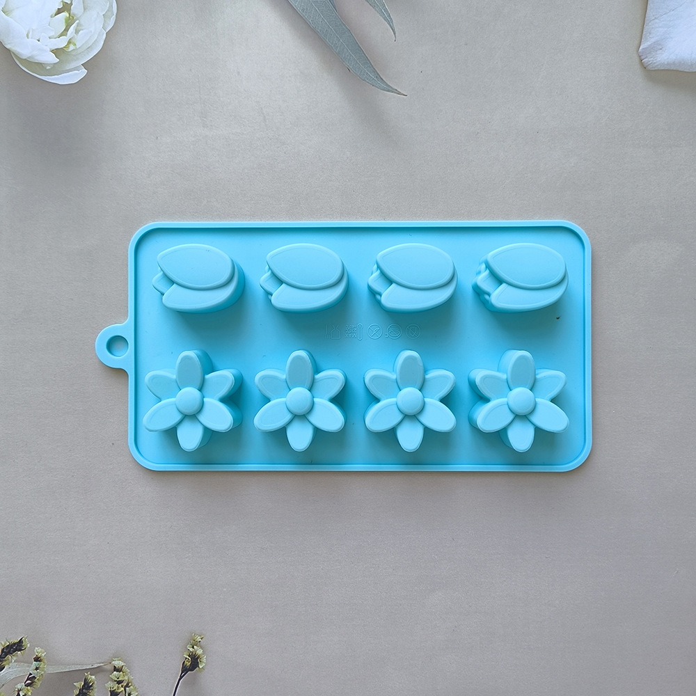 8 líneas de 2 flores 730 silicona chocolate molde de hielo molde de chocolate molde de dulces