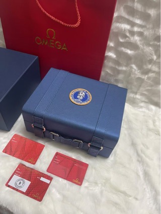 Watch Box Omega Watch Box Light Luxury Omega Watch Storage Box Snoopy Watch Display Packaging Box Blue Ready Stock