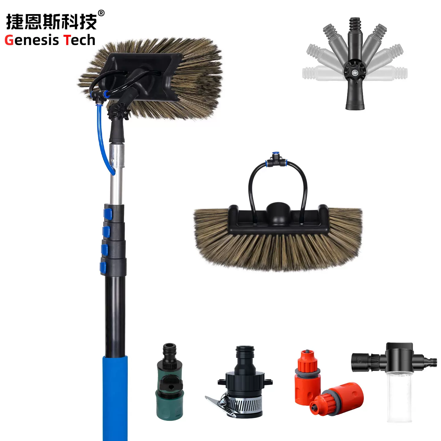 太阳能光伏板清洁刷伸缩杆通水刷窗户房车清洗设备玻璃清洁工具