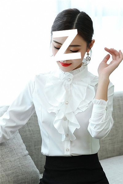 棉花边立领衬衫女长袖2025春秋装新款打底衫修身上衣衬衣1630厂家