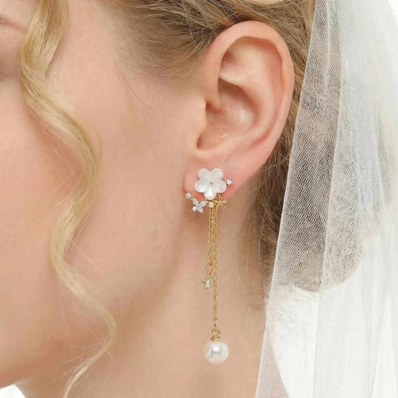 Environmentally Friendly Cross-Border Hot-Selling High-End Light Luxury Long Chain Imitation Pearl Earrings Design Fashionable Forest Banquet Earrings