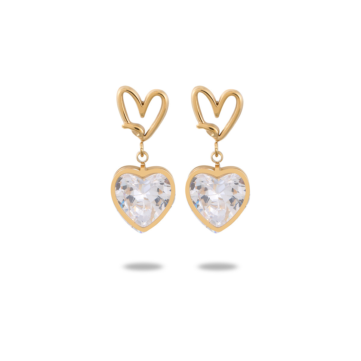 1 Pair Quantity 1 Pair Sweet Heart Shape Titanium Steel Drop Earrings