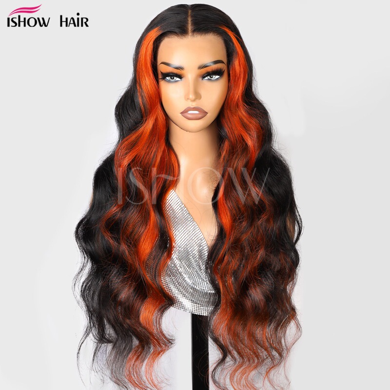European and American Real Hair Wig 13x 4 Natural Color Highlight Ginger Yellow High Range Body Headgear human hair