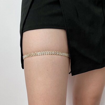 复古民族风满钻菱形腿链 夏季欧美闪亮性感身体链配饰女leg chain|ms