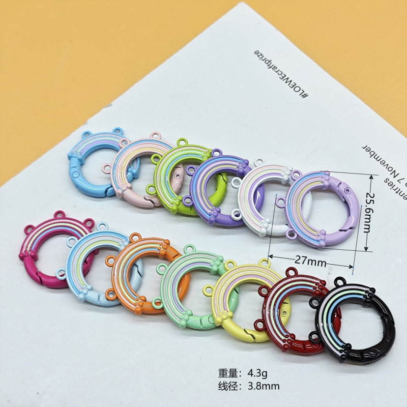 スプリングリングキャンディーカラースプリングバックルアクセサリーカラフルな愛ペイントブックリングカードリングキーホルダーオープン diy ジュエリー|undefined