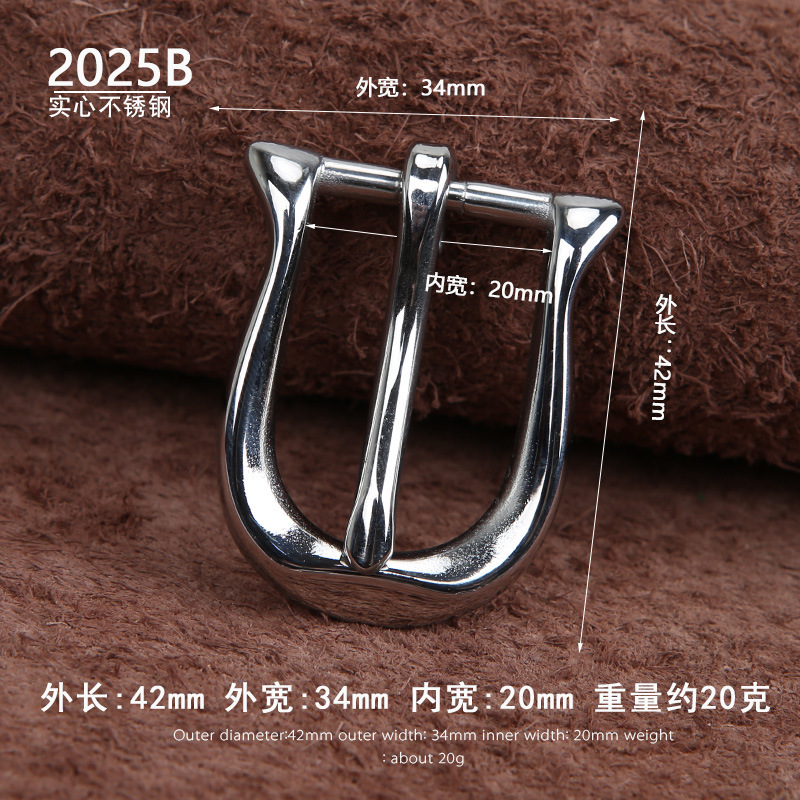 ステンレス革ベルトバックル304ソリッドウエストバックル針バックルカジュアル金属フルスチールベルトクリップ2.5cmレディース|undefined