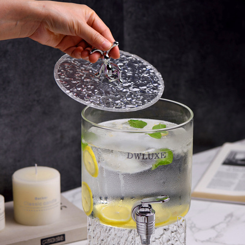 Glass cold kettle with faucet large capacity fruit tea bucket bucket beverage bucket water cup water set cold kettle