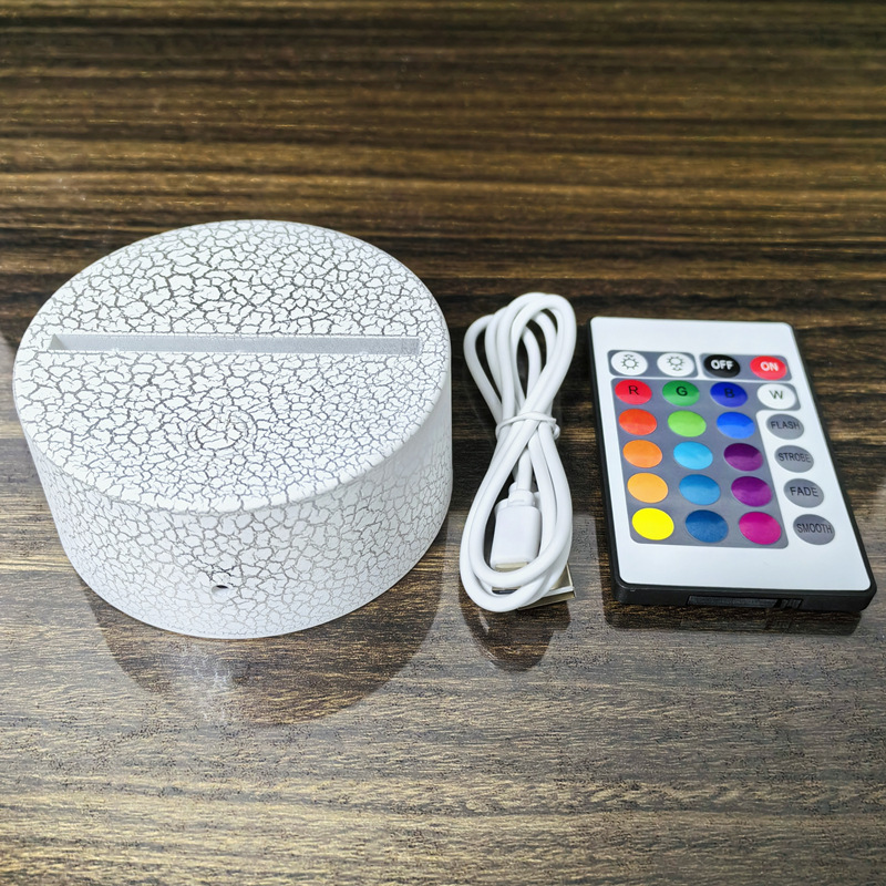 工場直販 3D ナイトライトベース USB 3 色モノクロクラックルカラフルなタッチリモコンバッテリー充電木目調|undefined