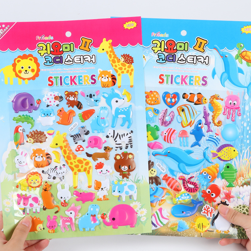 Fabricante de pegatinas de PVC de dibujos animados, pegatinas de burbujas estéreo decorativas para niños, pegatinas de recompensa 3D para niños y niñas, listas para uso educativo