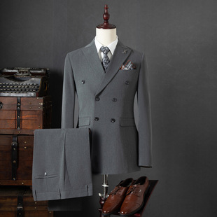 2024 Men's Casual Suit Three-Piece Double-Breasted Small Suit Slim Fit Youth Men's Wedding Dress Men
