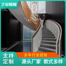旋转楼梯复式阁楼室内圆形家用中柱钢木现代公寓夹层跃层楼梯