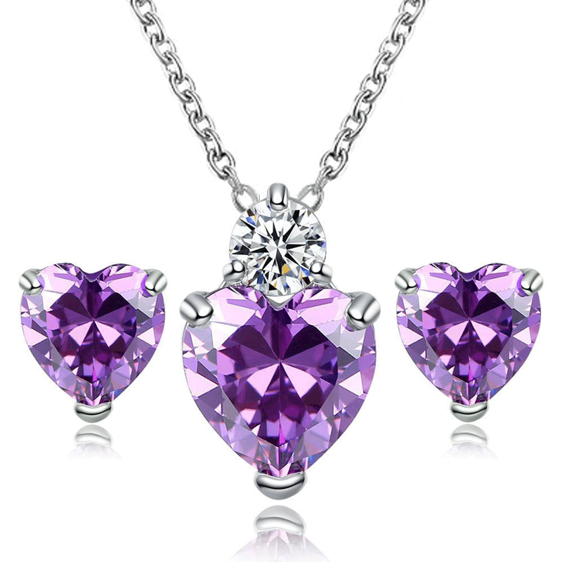 1 Set Simple Style Heart Shape Alloy Inlay Zircon Women's Jewelry Set display picture 1