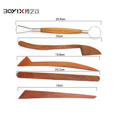 Redwood 5-piece clay tools for pottery beginners, clay sculpting tools, soft clay embossing set, manufacturer direct supply