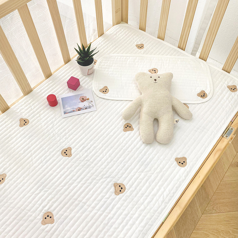 韩国ins风新生儿童加厚床单纯棉床盖婴儿床宝宝薄垫全棉床品代发