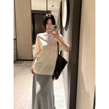 FOX ROOM 韩版简约羊毛中袖毛衣2025秋季新款休闲圆领针织衫W2318