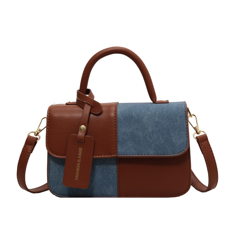Primavera 2023 nuevo bolso de mujer moda versátil bolso de hombro empalmado bolso de mano de contraste