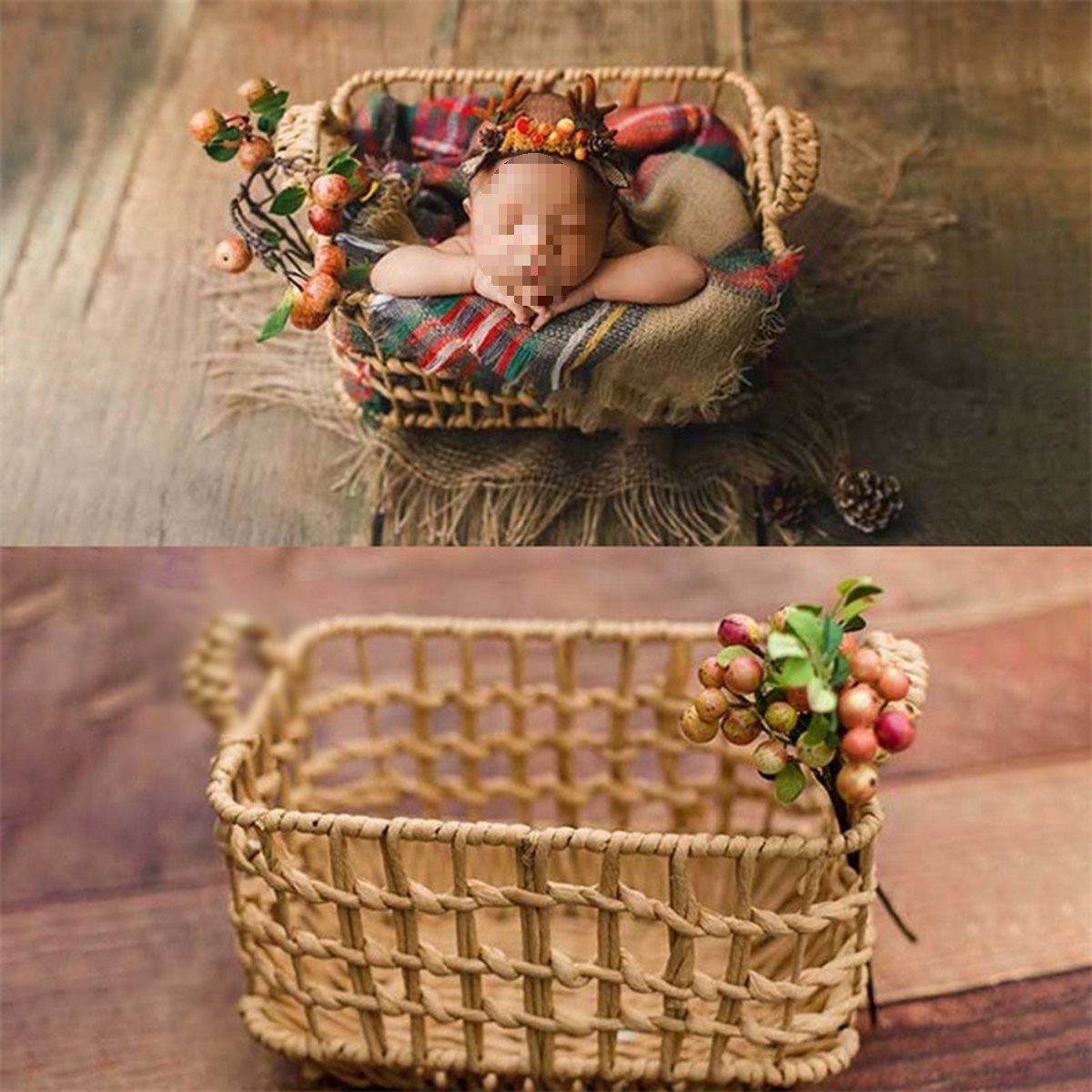 Children's Straw Basket Basket Bed Photography Props Full Moon Baby Photography Photo Studio Supplies