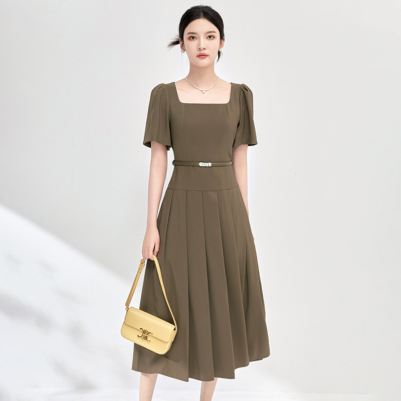 Đầm maxi nữ thắt eo tay ngắn mùa hè — 2411409 - Cam chi tiết 11