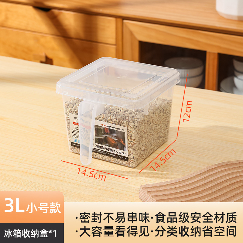 Caja de almacenamiento para refrigerador de plástico con asa, transparente y hermética