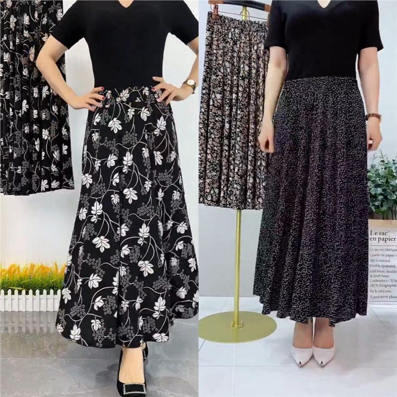Special Offer Elastic A-Line Long Skirt Women's Long Trendy Loose Plus Size Floral Pocket Skirt