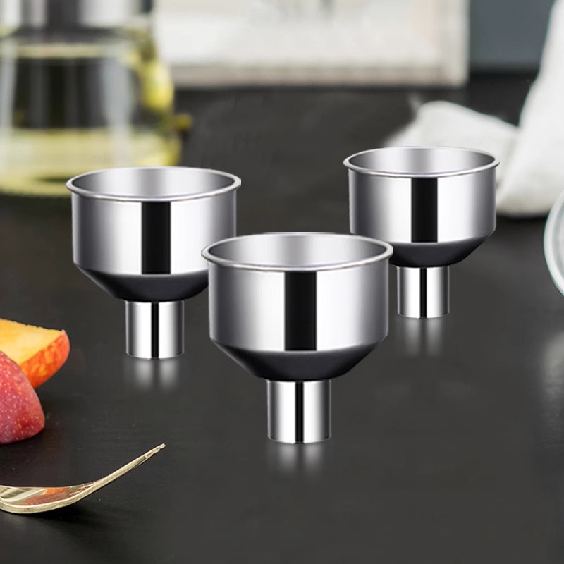 Nuevo embudos de acero inoxidable de gran calibre, cocina de acero inoxidable con botella de vinagre de metal, snuff