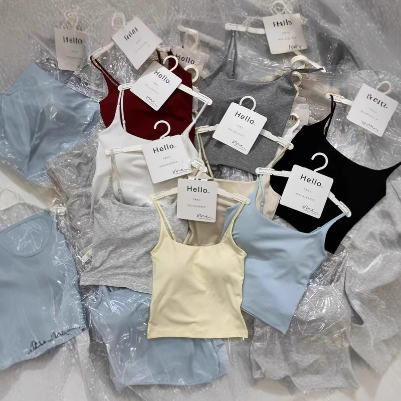 Hello 702 Upgraded Modal One-in-One Adjustable Cup Beautiful Back Tube Top Sling Women's Mid-Length Base Vest