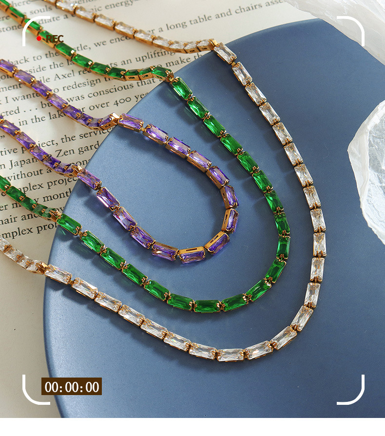 Fashion Geometric Titanium Steel Inlay Bracelets Necklace