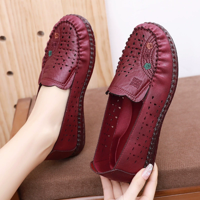 Тканевая обувь Old Beijing, Женская Желейная подошва, летняя полая женская обувь, нескользящая повседневная обувь для пожилых мам, легкая обувь для средних лет