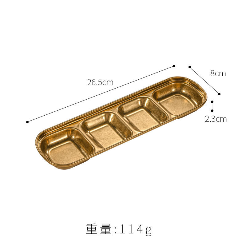 レトロな304ステンレス製ソース皿、風味皿、アンティーク加工、業務用バーベキュー用調味料皿、ソース皿、2仕切り、3仕切り|undefined