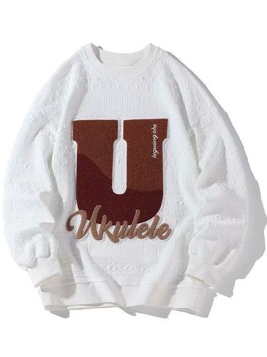 Vintage American Letter Texture Hoodless Crew Neck Sweatshirt Trend Brand Autumn Wear Street Loose Fashion Casual Couple Top