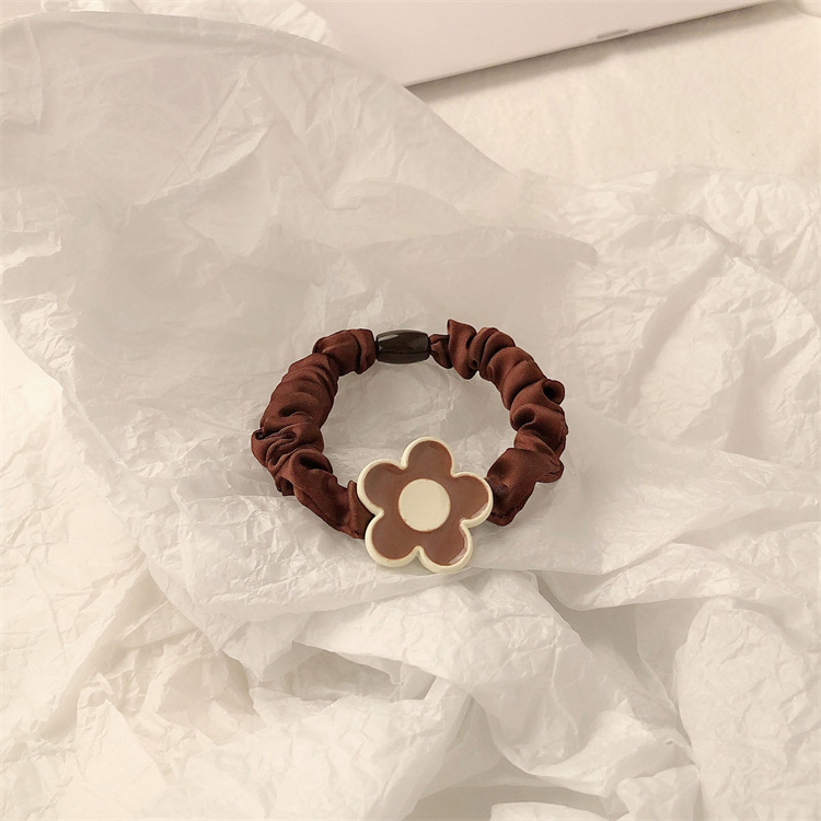 Temperamento simple flor pequeña cuerda de cabello cuerda de cabeza de cabello de la chica de cabello cola de caballo intestino delgado anillo de cabello japonés no estrangulación adornamiento para el cabello