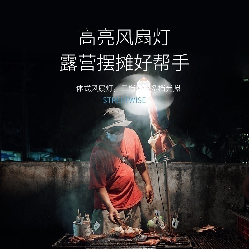 户外露营强光风扇灯多功能居家挂式风扇带电显应急营地风扇灯|undefined