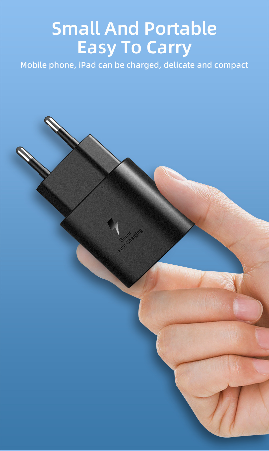 Chargeur de téléphone portable PD25W adapté au protocole Samsung S21/22PPS hea, charge ultra rapide noir stanar européen_voghion.com