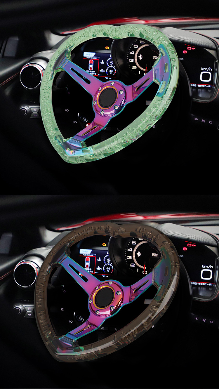 14inch Car Modification Acrylic Crystal Steering Wheel Transparent Racing Competition Quick Release Steering Wheel 350mm