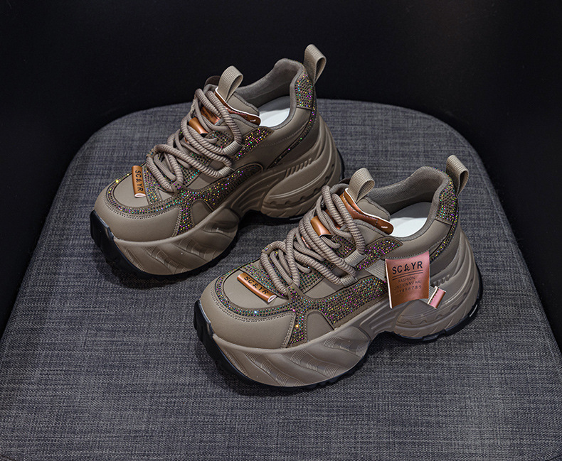 Giày sneaker nữ đế dày tăng chiều cao phong cách hot girl mùa thu 2026 — Kaki M2939, M2939 màu đen chi tiết 14