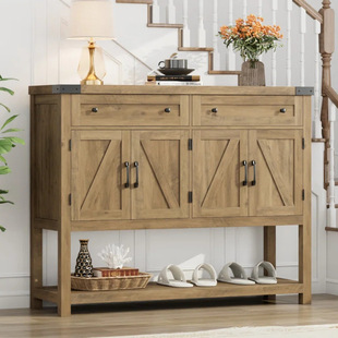 Brand New Custom-Made Entryway Table with 2 Drawers and 2 Double-Door Cabinets, Wooden Side Cabinet, Living Room Entryway Side Table