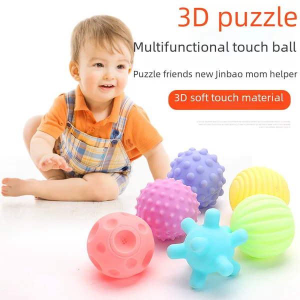 Cross-border wholesale puzzle soft rubber hand ball massage touch perception grip Manhattan hand ball baby toys