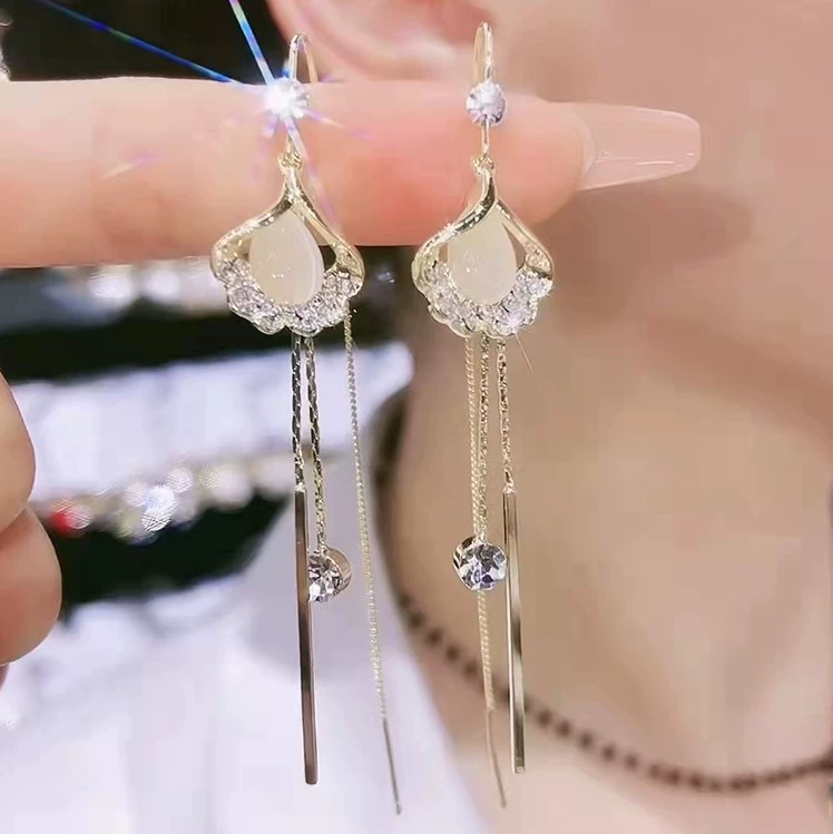 Earrings, stone inlay from pearl, high-quality style, silver 925 sample, 2022 collection