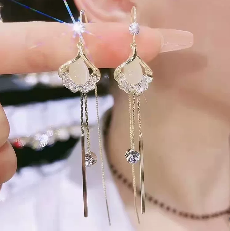 Earrings, stone inlay from pearl, high-quality style, silver 925 sample, 2022 collection