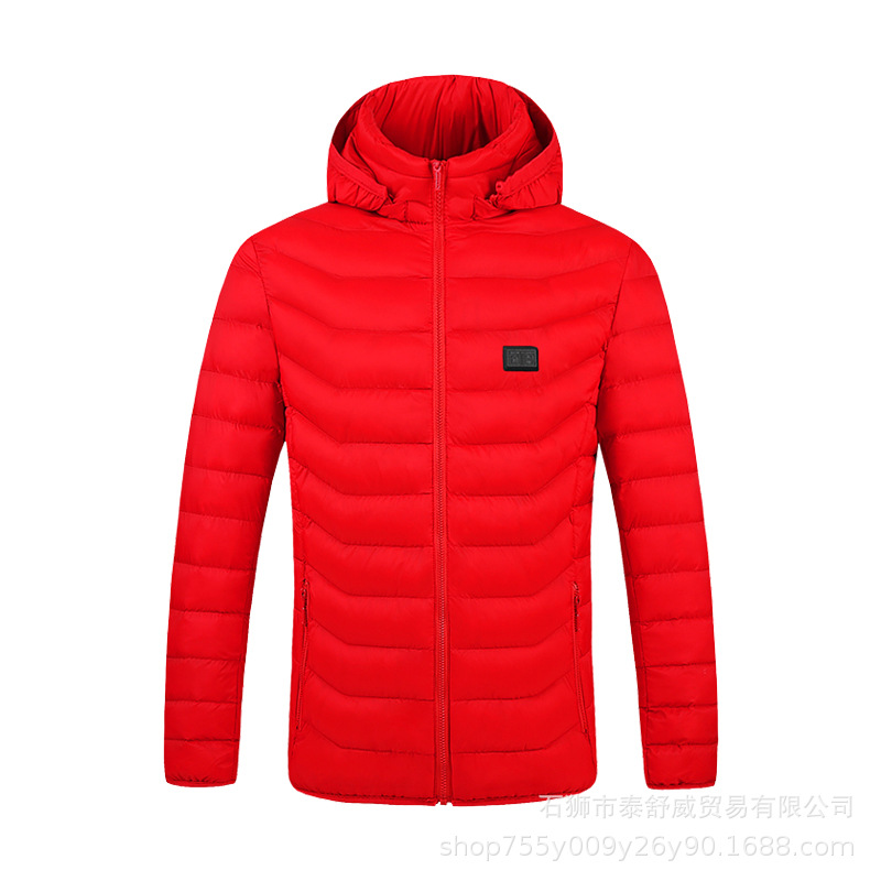 Invierno venta al por mayor transfronteriza abrigo de algodón caliente ropa de calefacción casual de todo fósforo control dual nueve distritos ropa de algodón inteligente calefacción eléctrica con capucha