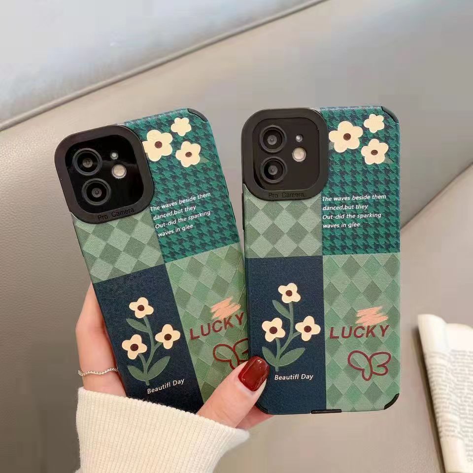 Green Diamond Grid Phone Case For Samsung A71 A53 A32 Protective_voghion.com
