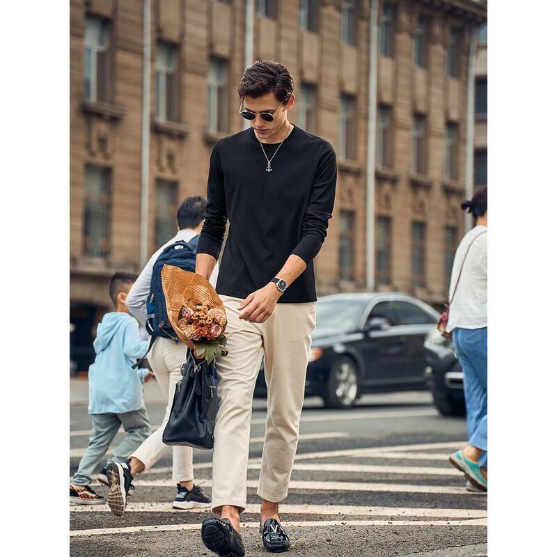 同スタイル MrBu ヘビーウェイト長繊維綿白長袖 Tシャツメンズカジュアルボトムシャツ T カーキ在庫あり|undefined