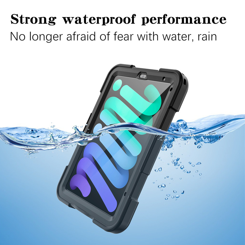 Factory Direct Tablet iPad MINI6 Silicone PC Waterproof Anti-fall Bracket Fully Sealed Protective Cover Waterproof Shell